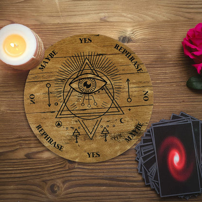 Pendulum Board Set Wooden Dowsing Divination Board Metaphysical Message with Crystal Divinity Pendulum Necklace for Witchcraft Wiccan Wand Altar Supplies, 3.9 Inch(Wood Color)